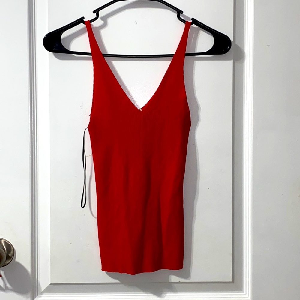 Red V-Neck tank top